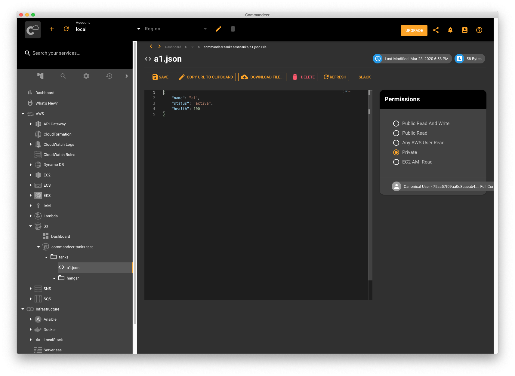 Ansible created a1.json file inside the tanks folder