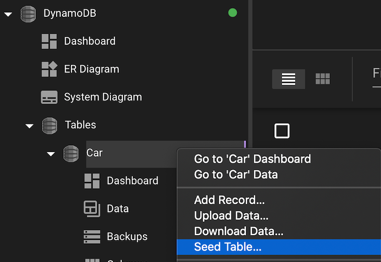 DynamoDB Seed Menu Item