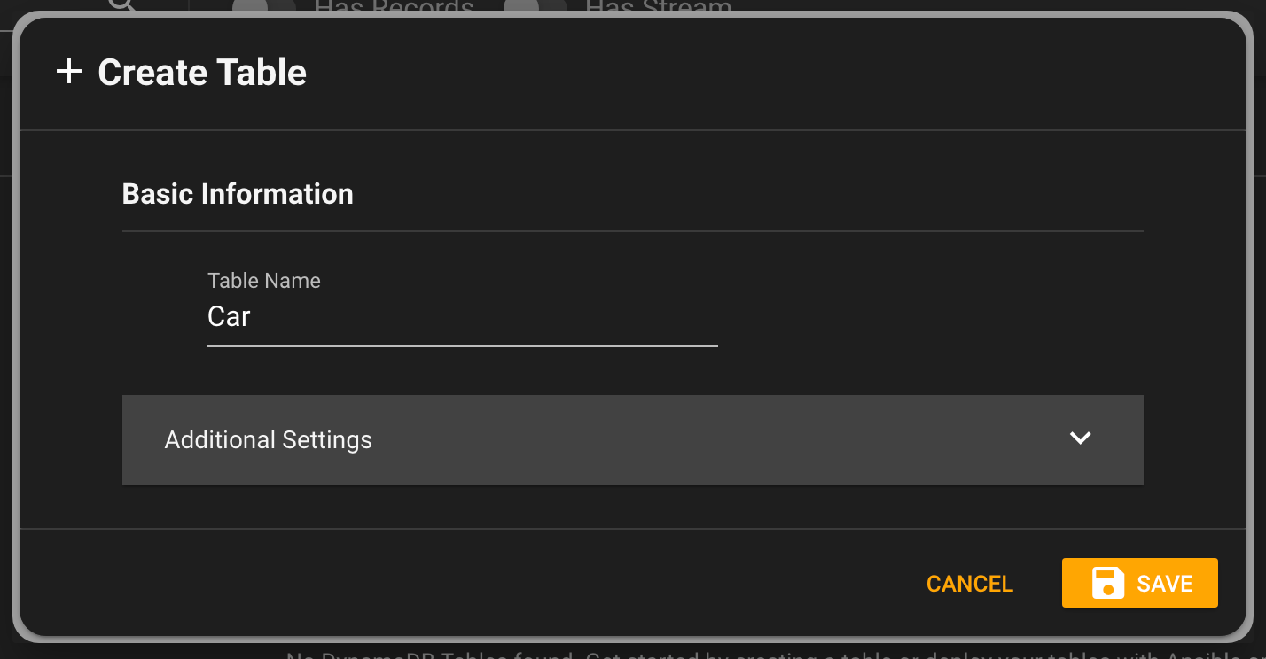 Create a DynamoDB Car Table