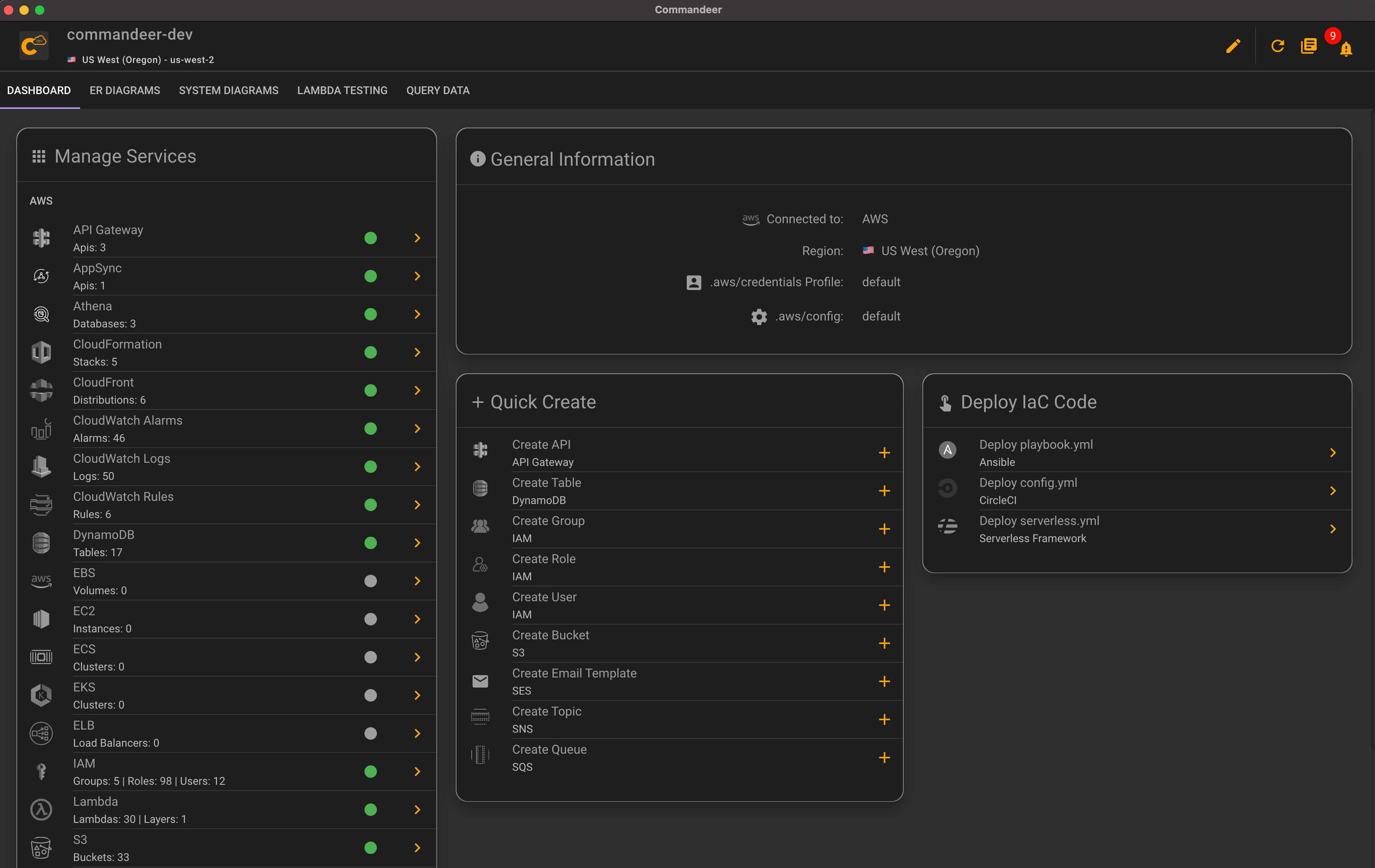 Commandeer 3.0 Account Dashboard