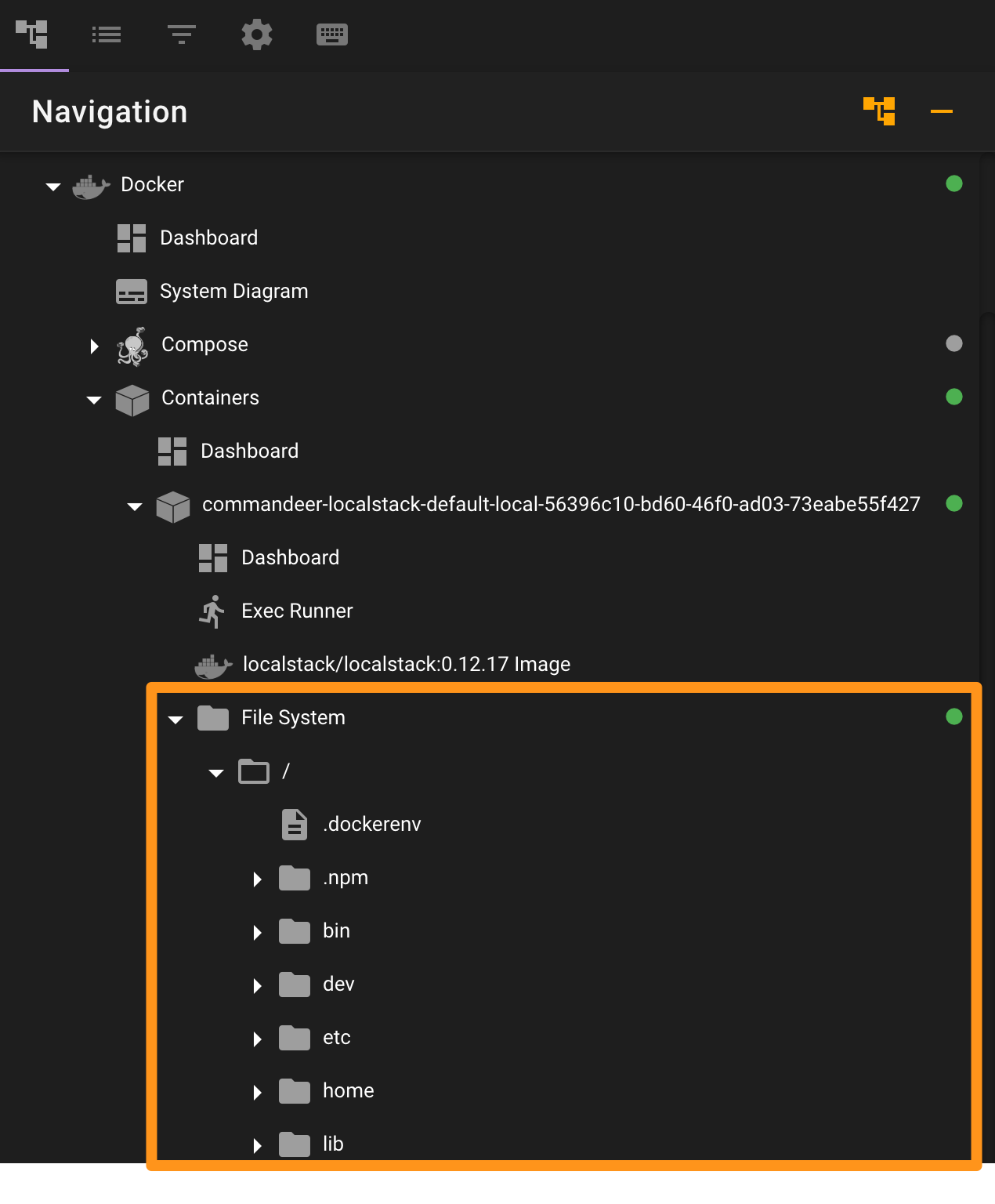 Docker Container Treeview Traversal