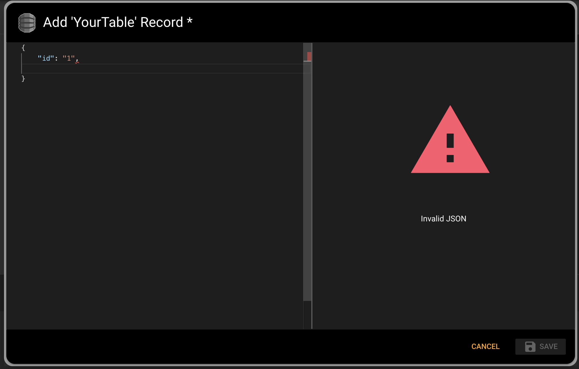 Commandeer warning about the invalid JSON payload for DynamoDB record