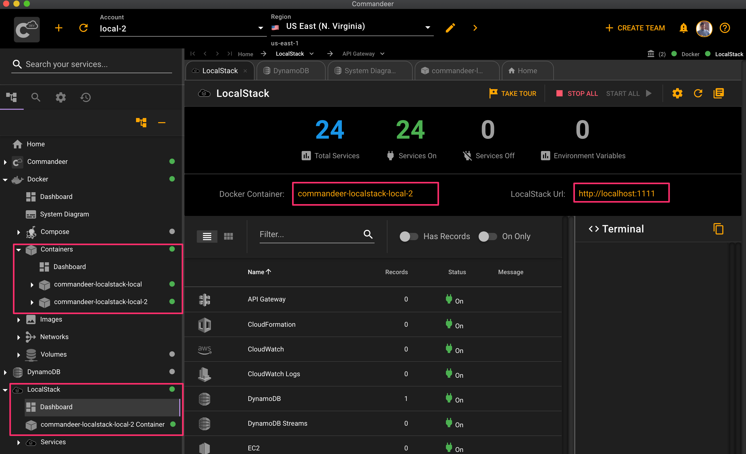 LocalStack Dashboard