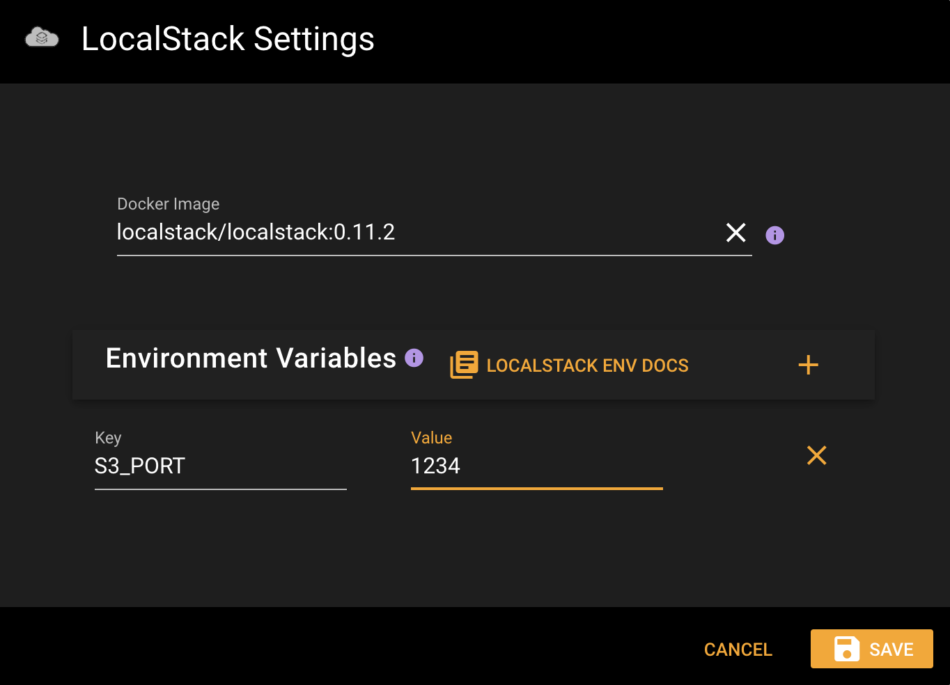 Specifying a docker image for LocalStack