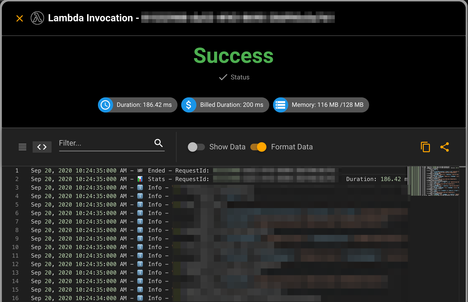 Seeing the logs for a particular invocation