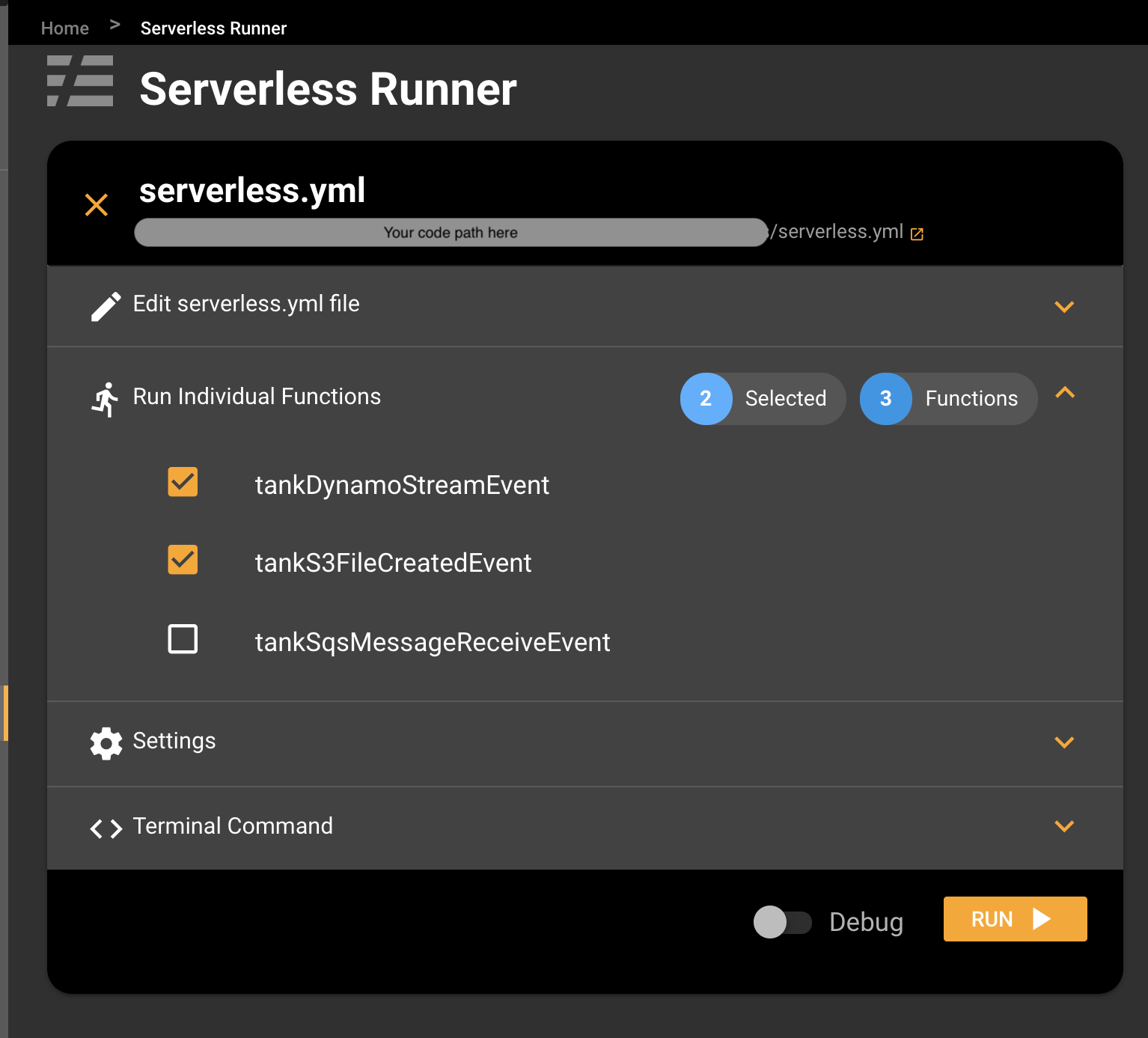 Selecting Serverless functions to run