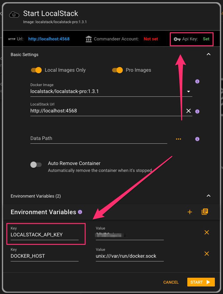 Start new instance for LocalStack